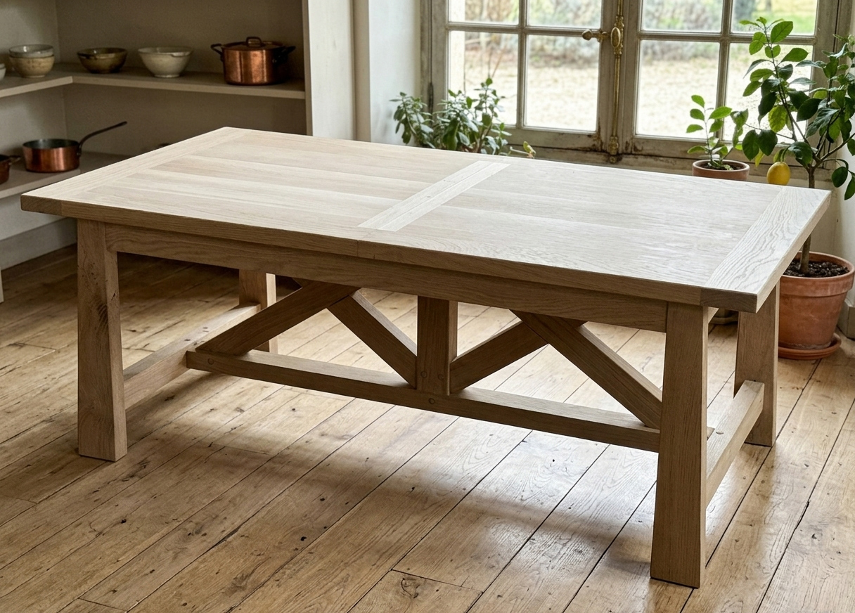 Table à allonges CHARPENTIER - bois de chêne massif