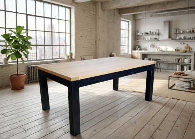 Table fixe INDUSTRIEL METAL - bois de chêne massif